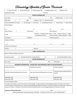 Dermatology Patient Information Form