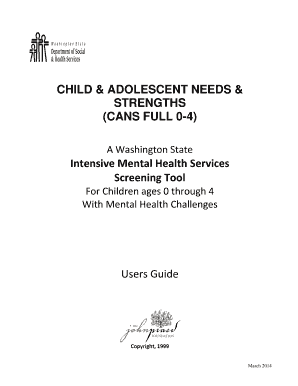 Washington State CANS Full 0-4 Screening Tool
