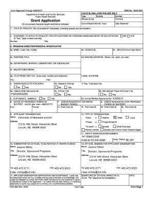 Grant Application Form PHS 398