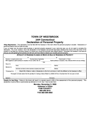 Connecticut Personal Property Declaration Form