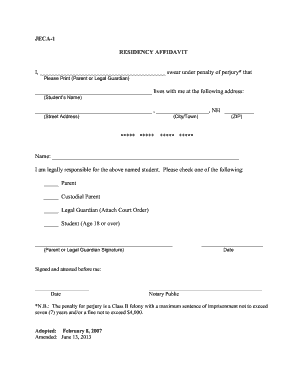 Residency Affidavit