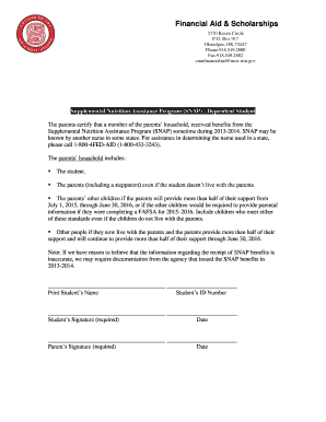 SNAP Dependent Student Form