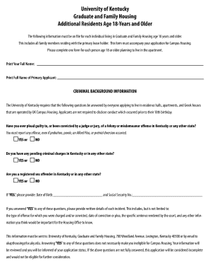 University of Kentucky Graduate and Family Housing Application