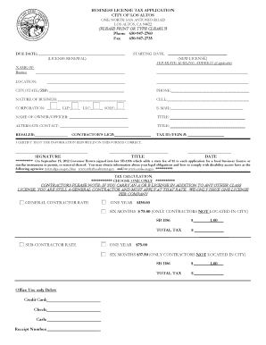 Business License Tax Application
