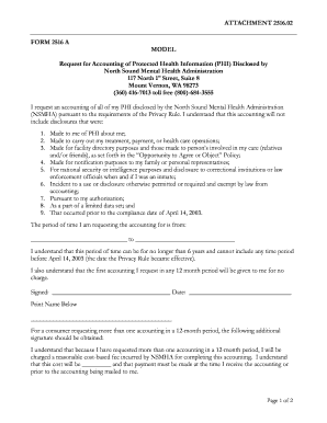Request for Accounting of PHI Disclosure