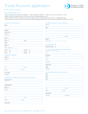 Diners Club Travel Account Application