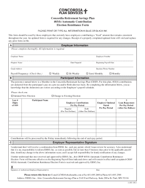 Concordia Retirement Savings Plan 403(b) Election Form