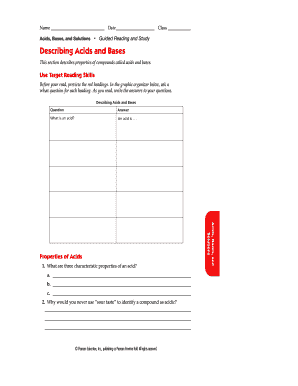 Acids Bases Solutions Worksheet