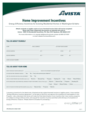 Washington & Idaho Home Improvement Incentive Form