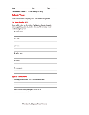Seismic Waves Guided Reading and Study