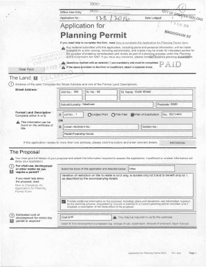 Application for Planning Permit