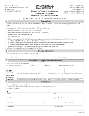 Request for Taxpayer Identification Number for Survivors