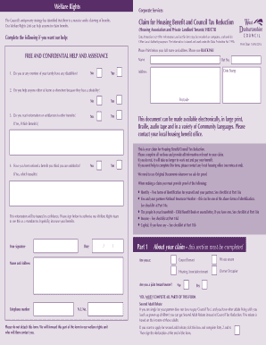 Housing Benefit and Council Tax Reduction Claim Form