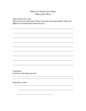 Weed Growth Observation Sheet
