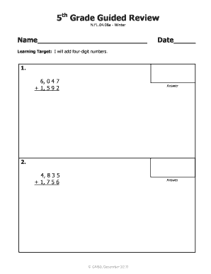 5th Grade Math Addition Worksheet