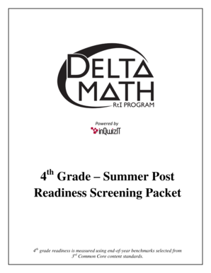 4th Grade Summer Readiness Screening Packet