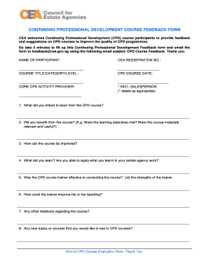 Continuing Professional Development Feedback Form
