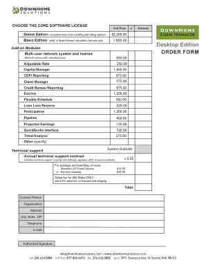 Add-on Modules Multi-user network system and license ORDER FORM