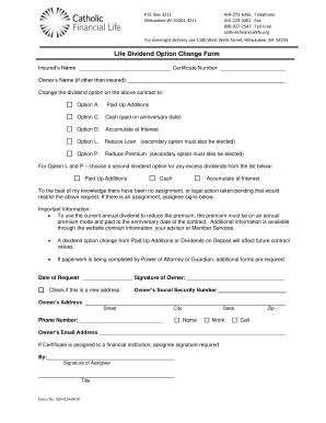 Life Dividend Option Change Form