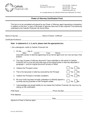 Power of Attorney Certification Form