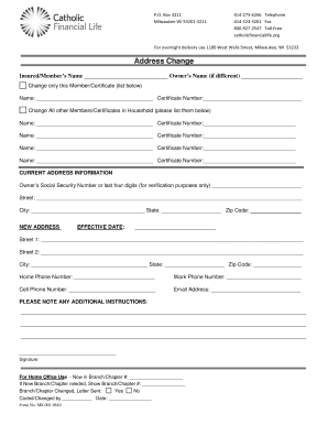 Catholic Financial Life Address Change Form