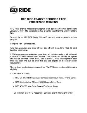 RTC Ride Senior Citizen ID Card Application