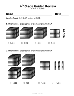 4th Grade Math Number Identification Quiz