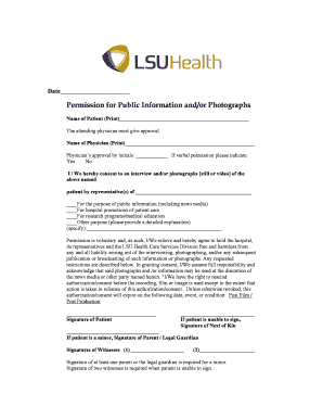 Medical Consent for Public Information and Photographs