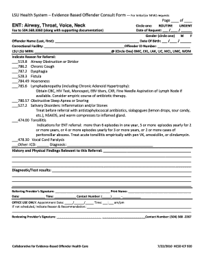 Babynet forms - ENT Airway Throat Voice Neck - LSU Hospitals - lsuhospitals