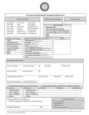 LSU System Voluntary Benefits Change Form