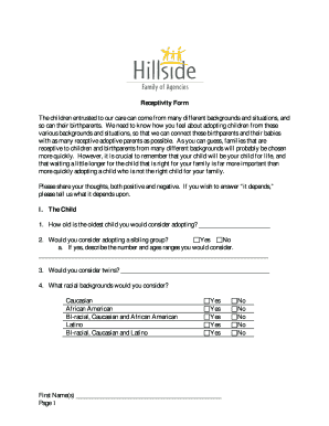 Adoption Receptivity Form