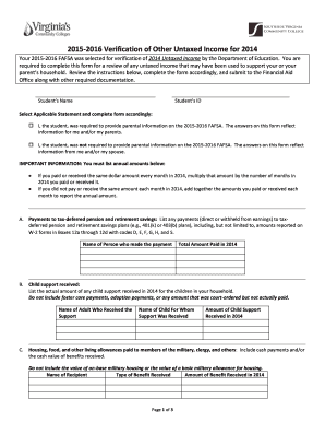 2015-2016 Verification of Other Untaxed Income
