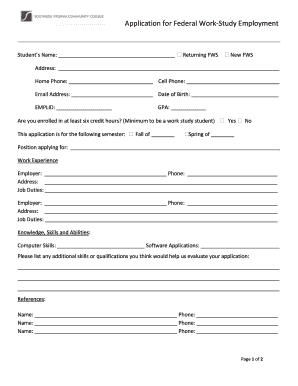 Federal Work-Study Employment Application