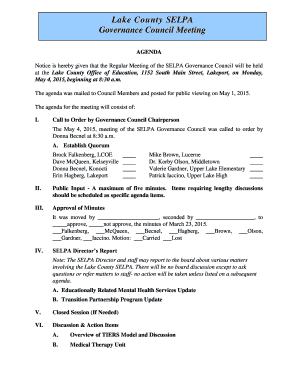 September Agenda. Governance Council - lakecoe