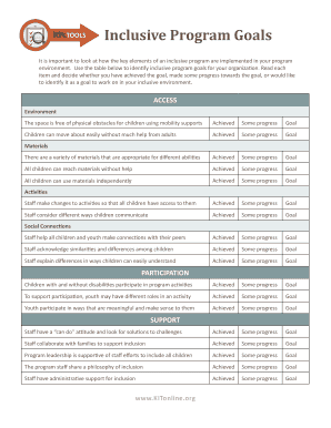 Inclusive Program Goals Assessment