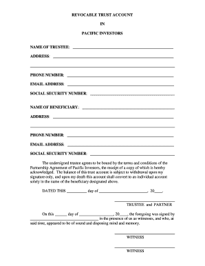 Revocable Trust Account Agreement