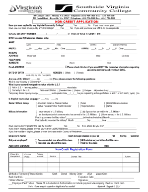 Non-Credit Application Form