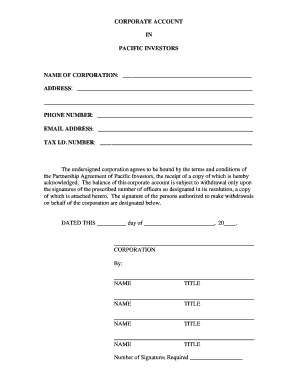 Corporate Account Application