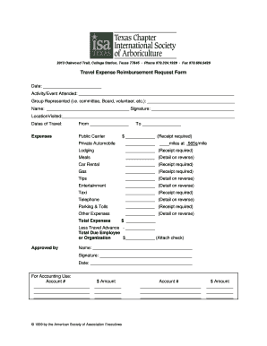 Travel Expense Reimbursement Request Form