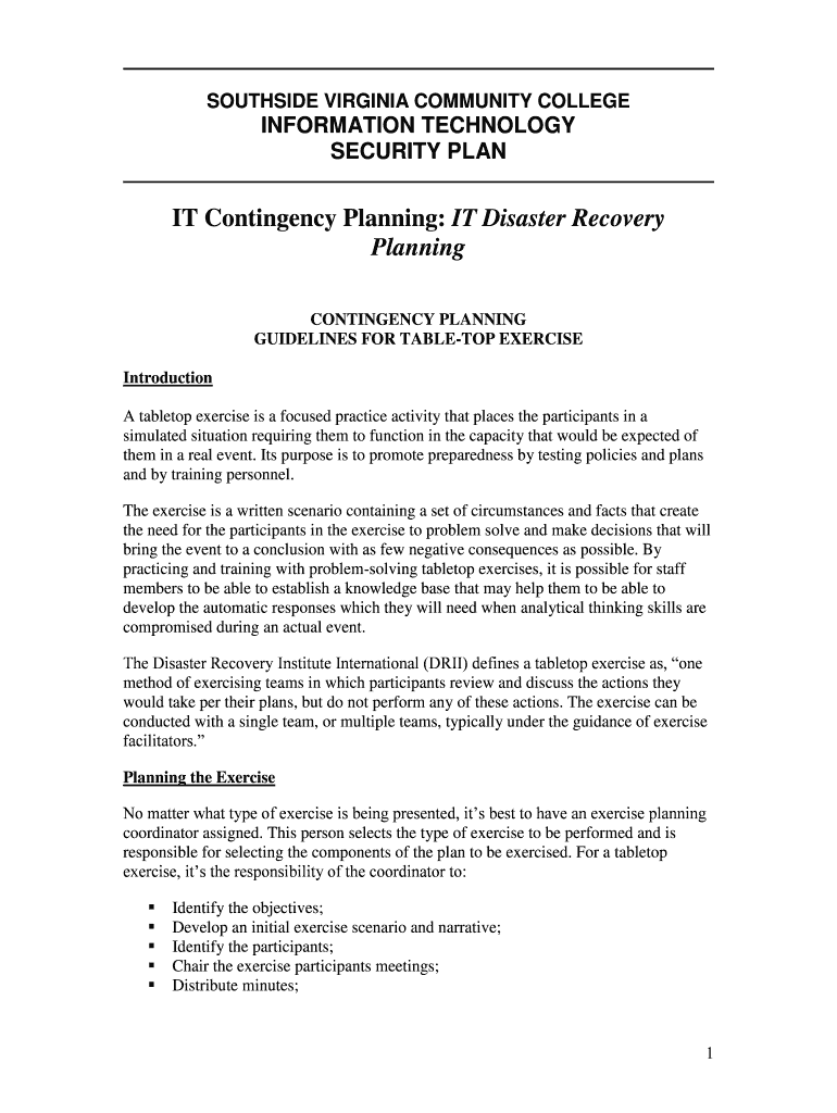 Fillable Online GUIDELINES FOR TABLETOP EXERCISE Fax Email Print pdfFiller
