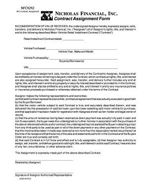 NFC Contract Assignment Form