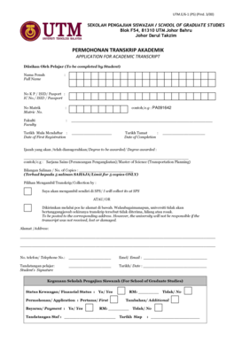 Application for Academic Transcript