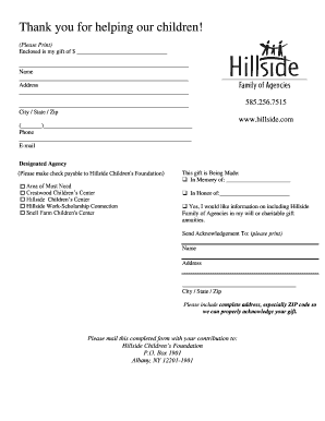 Hillside Children's Foundation Donation Form