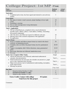 8th Grade Project Evaluation Form