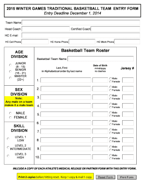 basketball roster template