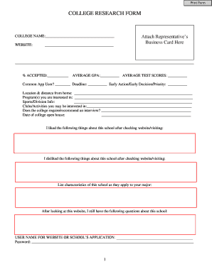College Research Form