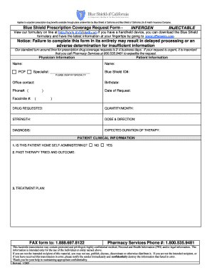 Blue Shield Prescription Coverage Request Form