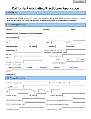 California Participating Practitioner Application