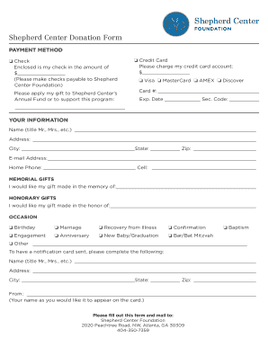 Shepherd Center Donation Form