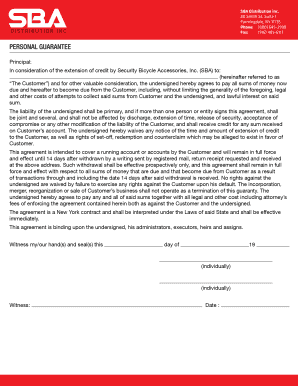 Personal Guarantee Agreement